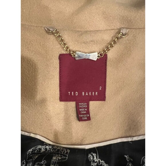 Ted Baker Beige Wool Blend Hooded Duffle Coat Size 2 US 4-6 - Picture 8 of 8